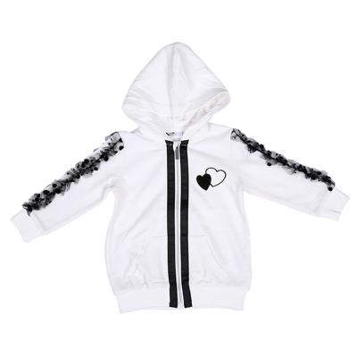 China Causual Mesh Zipper Heart Black White Diagonal Pocket Easy Hooded Baby Clothes for sale