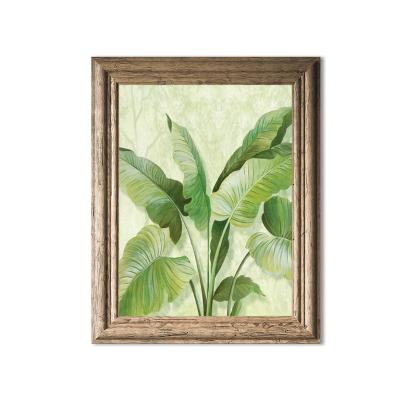 China Classical Green Leaf Oil Painting Canvas Art Work Wall Decorative Framed Decorative Framed Canvas for sale