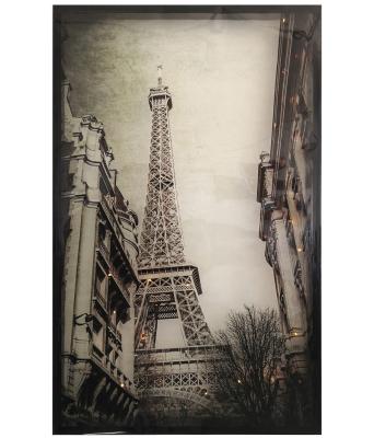 China Modern Eiffel Tower With LED Lights Wall Art Home Decor Light Box for sale