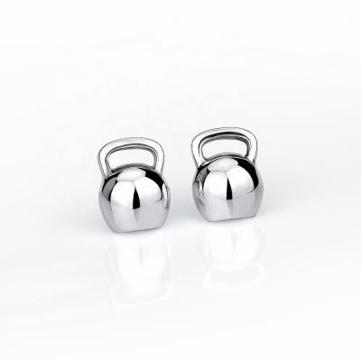 China Lead and Nickel Plated 925 Sterling Silver Kettlebell Stud Earrings Silver Gym Jewelry for sale