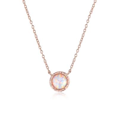 China Lead Free and Nickel Free Opal Pendant Necklace Rose Gold Plated Silver Necklace for Women Jewelry Necklace Gift for Girls for sale