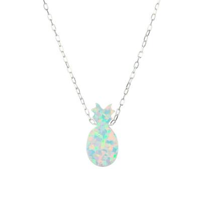 China Tropical Fruit Lead Free And Nickel Free Opal Pineapple Necklace Pendant Sterling Silver Pendant Necklace for sale