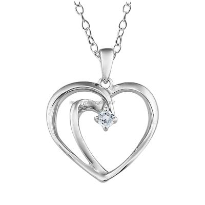 China Latest Design FASHIONABLE Heart Pendant 925 Sterling Silver Pendant Necklace for sale