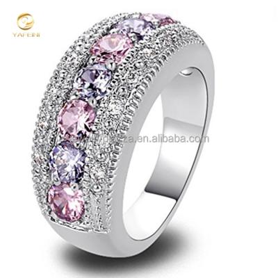 China Pearl Stand Ring New Fashion Pure Silver Pink Purple White Zircon Rings Gifts For Girlfriend Wife for sale