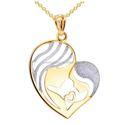 China Lead and Nickel Free Real 14K Gold Jewelry Mother and Child Pendant Necklace for Mother's Day for sale