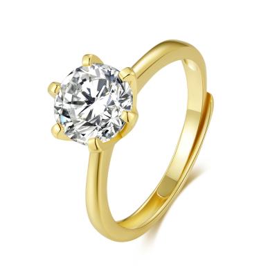 China Real TRENDY 9k 18k solid gold six prongs Diamond Wedding Rings Jewelry for sale