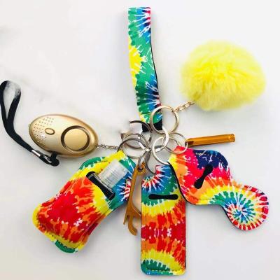 China Amazon Eco-Friendly Hot Selling Self-defense Key Chain Mini Knife Tools Keyring Supplies Outdoor Girl Set Self-defense Key Chain Set for sale