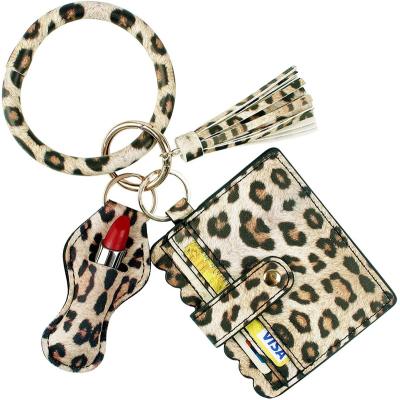 China Eco-Friendly Hot Selling Amazon Pocket Card Holder Tassel Keychain Keychain Wristlet Wallet With Charpstick Holder For Women for sale