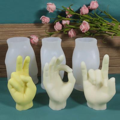 China 2022 New DIY Creative Silicone Candle Tool Hand Mold Silicone Hand Candle Mold 3D Stereo OK Gesture Aromatherapy Cake for sale