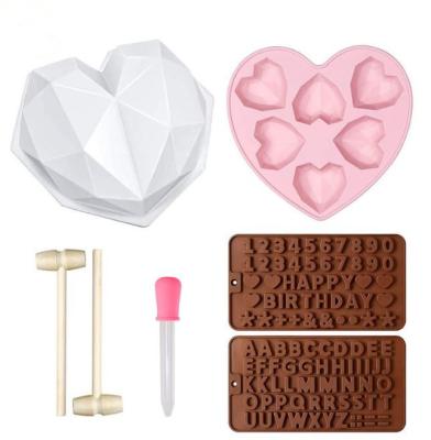 China Viable Amazon Sells Silicone Cake Baking Mold Chocolate Love Diamond Mold Large Suit for sale