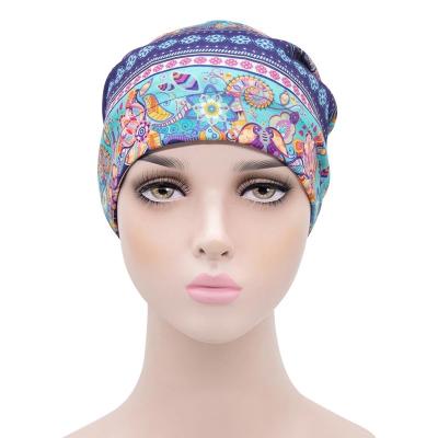 China 2021 Multifunctional Female Mussulman Turbans Beanie Head Scarf Hijab Female Satin Chemo Hat Muslim Double Sided Fashion Cotton Turban for sale