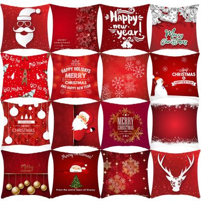 China Anti-Static Christmas Cushion Covers Santa Cushion Cover Home Decor Merry Christmas Pillow Case for sale