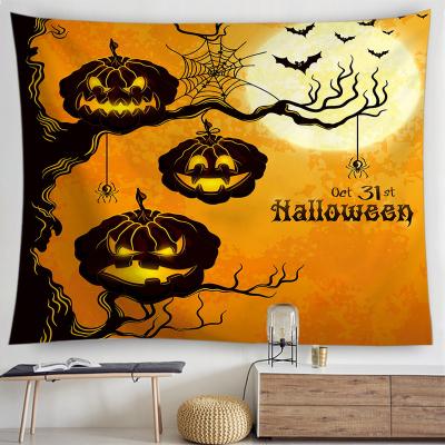 China New Simple Pumpkin Art Wall Hanging Tapestries Fashion Halloween Tapestry For Living Room for sale