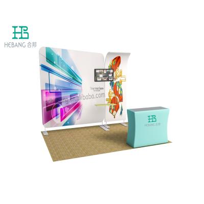 China Custom Design Tension Fabric Backdrop Booth Display Stand Custom Design Printed Locking Trade Show HB-P02 for sale