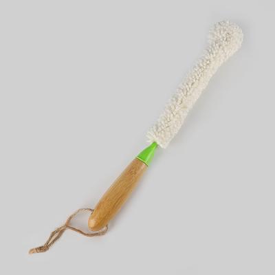 China Sustainable Soft Foam Brush With Bamboo Handle Multifunctional Bendable Foam Brush For Wine Cup Bottles Eco Friendly Cleaning Brush for sale