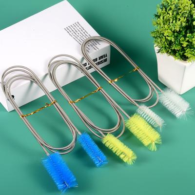 China Double Wire Spring Wire Brush Aquarium Fish Tank Filter Cleaning Brush Viable Nylon Drain Tool Pipe Cleaning Brush for sale