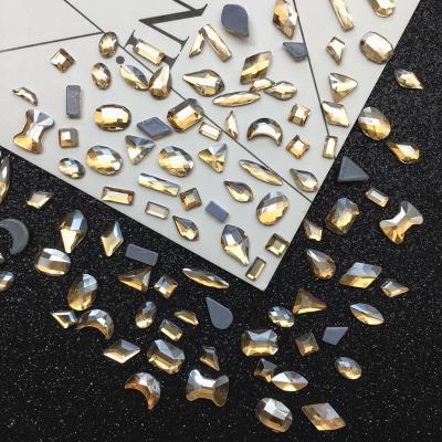 China Loose Bling Nail Art Shaped Crystal Ab Flat Back Non Hotfix Loose Nail Art Rhinestones for sale