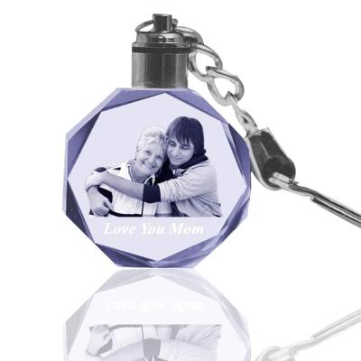 China Europe 2021 Photo Custom Heart 3d Key Chain Etched Crystal Keychain Gifts For Souvenir Gifts for sale