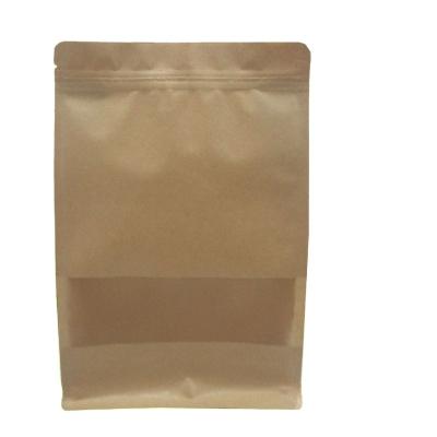 China Security Brown Kraft Food Paper Bag With Clear Window Stand Up Style For Food Packaging for sale