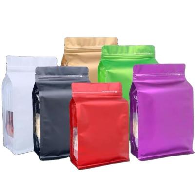 China Flat Bottom Moisture Proof Seal Zipper Plastic Comic Sealing Bags Side Window Six Colors Food Packaging Stand Up Bag for sale