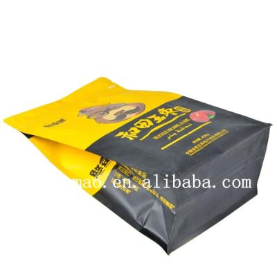 China Security Custom Printed 8 Side Gusset Plastic Bag Flat Bottom Aluminum Foil Packaging Zipper Lock Plastic Food Bag For Nuts for sale