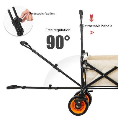 China Steel Pipe Support Foldable Camping Cart Folding Camping Shopping Trolley Cart Trailer Cart for sale