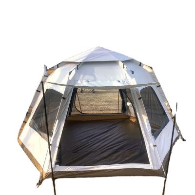 China Popular Hexagonal Folding Portable Outdoor Camping Tent 5-8 Diagonals Fast Bracing Family 2-3 Diagonal Public Garden Type Tent Thickened Rain Travel for sale