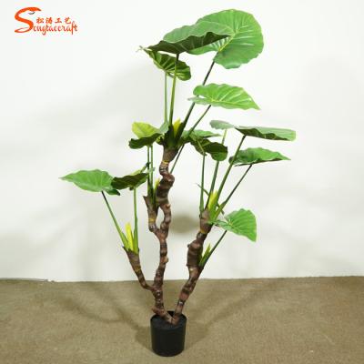 China Eco-Friendly Materials Wholesale Plastic Foliage Houseplant Artificial Monstera Plant Tree With Flower Pots For Living Room Home Decor for sale