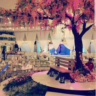 China Eco-friendly Flower Tree Wisteria Artificial Silk Materials Purple Large Flower Tree For Wedding Decoration Artificial Wisteria Tree for sale