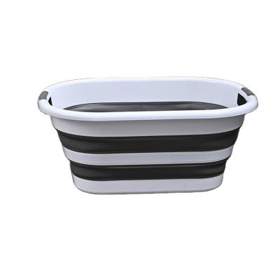 China Factory Direct Plastic Collapsible Laundry Basket Laundry Storage Dirty Washable Draining Sink Drain Baskets With Handle for sale