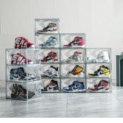 China High Quality Wholesale Single Layer Viable Shoe Storage Boxes Clear Plastic Stackable Shoe Organizer Bins for sale