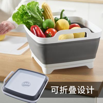 China Collapsible Dish Collapsible Basin With Drain Plug Carry Handles Washing Basin Collapsible Dish Tub For RV Sink Fruit Vegetable Food for sale