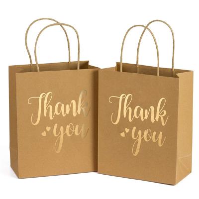 China Eco-Friendly Thank You Design Wholesale Recycled Take Away Food Packaging Brown /White Shopping Kraft Paper Bags for sale