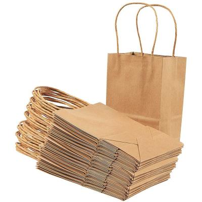 China Brand New Recyclable Brown Kraft Paper Custom Paper Shopping Bag Recyclable With Handles for sale