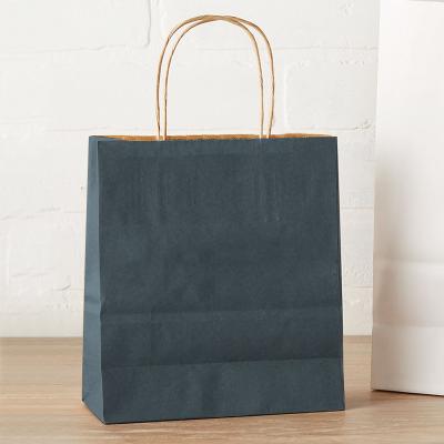 China [IN-STOCK] Wholesale Recycled Materials Deep Blue Gift Bags Bulk Handles Recycled Craft Kraft Paper Bag Ideal For Shopping for sale