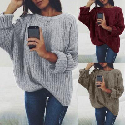 China Anti-Shrink DWT68 Loose Long Sleeve Acrylic Ladies Sweater 2019 Pullover Women Crewneck Sweater for sale