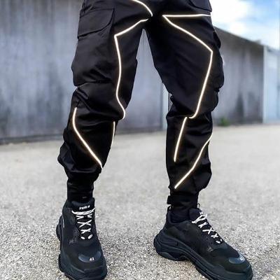 China Anti-Static M-3xl 2022 New Arrival Men's Multi-pocket Cargo Pants Reflective Strip Loose Wholesale Trousers for sale