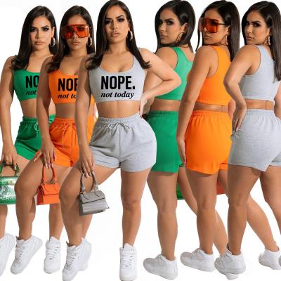 China Breathable Summer Fitness Workout Crop Top And Shorts Fitted Two Piece Set Women Clothing Active Wear Solid Gym Fitness Sets 2022 for sale