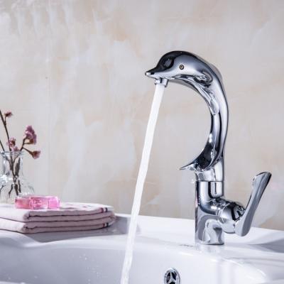 China Bathroom Creativity Basin Faucet Dolphin Copper Brass Faucet High Quality Thermostatic Faucets Double Handle for sale