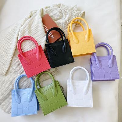 China Newest Fashion Children Fashion Cute Small Mini Square Purse Chain Single Shoulder Small Kids Jelly Purse Handbags For Girls for sale