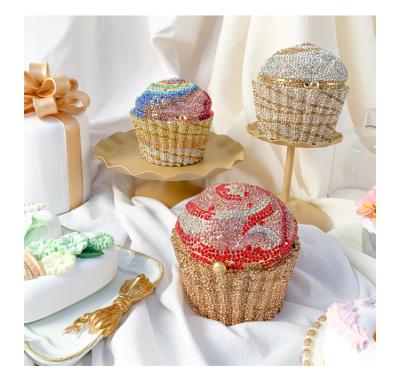 China Others Luxury Bridal Cupcake Purses Luxury Bridal Cupcake Purses Multicolor Crystal Sparkle Cupcake Evening Clutch Bags Rhinestone Bridal Wedding Party Clutch Bag for sale