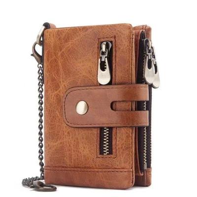 China Mini Leather Wallet Men's Vintage Small Purse Luxury Genuine Cowhide Leather RFID Wallet Men Casual Gentlemen's Slim Wallet for sale