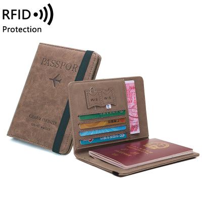 China High Quality Cheap Wholesale Daily Card Wallet Passport Leather Pocket RFID Blocking Passport Holder Travel Wallet Passport for sale