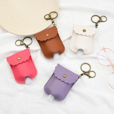 China Daily Custom Leather Hand Sanitizer Key Holder Gift Promotion Gift PU Case Key Chain Leather Gift Box for sale