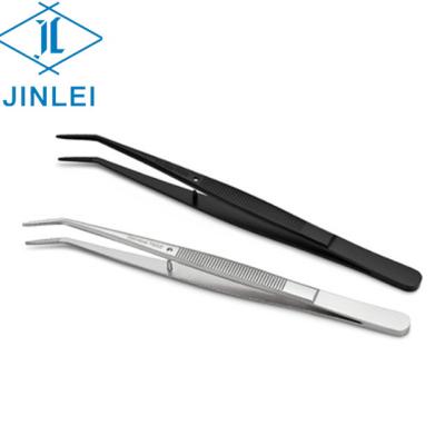 China Factory Stainless Steel Elbow Tweezers TWE6 Stainless Steel Mirror Light Tweezers Head With Teeth for sale