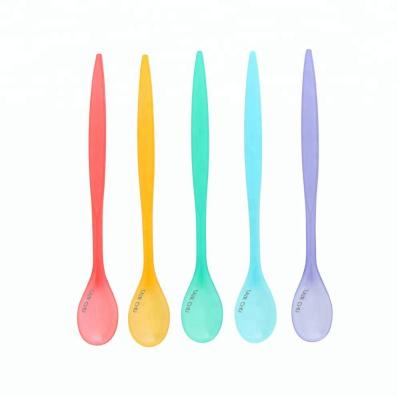 China Disposable ISO22000 and HACCP Long Handle Disposable Plastic Milkshake Spoon for sale