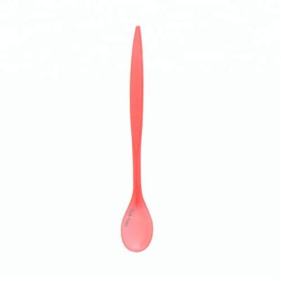 China 19.5cm Long Red Color Handle Disposable Plastic Milkshake Spoon for sale