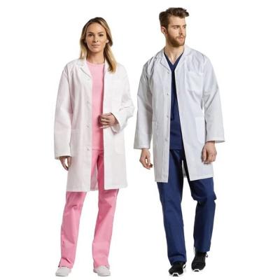 China Comfortable Soft High Quality Acid Resistant 100% Cotton White Doctor Lab Coat for sale