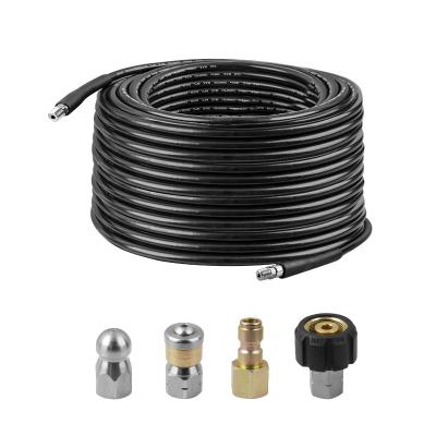 China Cleanging 5800PSI 50FT Joint High Pressure Hose Spout Sewer Swivel Drain Soft Tubing Cleaner Jetter for sale