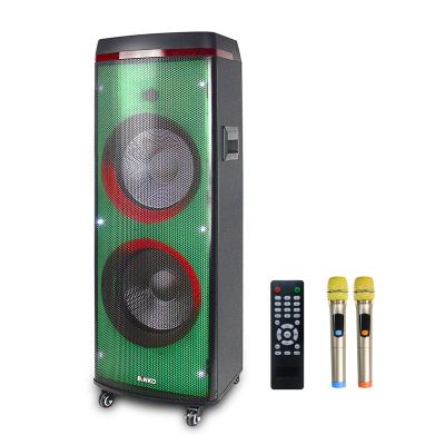 China 12 inch tws woofer wireless remote mobile speaker portable partybox led light free sample colorful speaker with wheels for sale